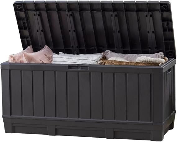 Keter Kentwood 92 Gallon Resin Deck Box-Organization and Storage for Patio Furniture Outdoor Cushions, Throw Pillows.