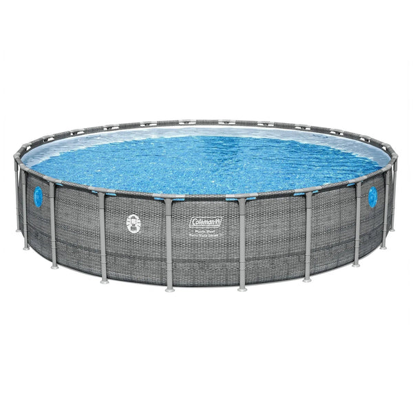 Coleman Power Steel 22'x52" Metal Frame Above Ground Pool w/ Pump, Ladder, & Cover, Gray